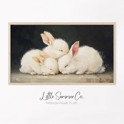 Sleeping Bunnies Frame TV Art displayed on a TV