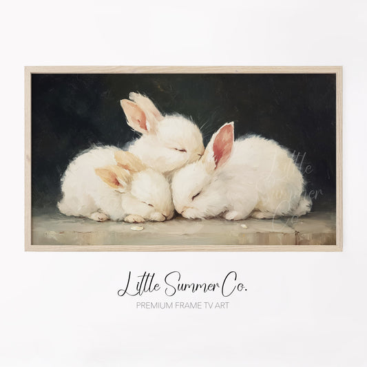 Sleeping Bunnies Frame TV Art displayed on a TV