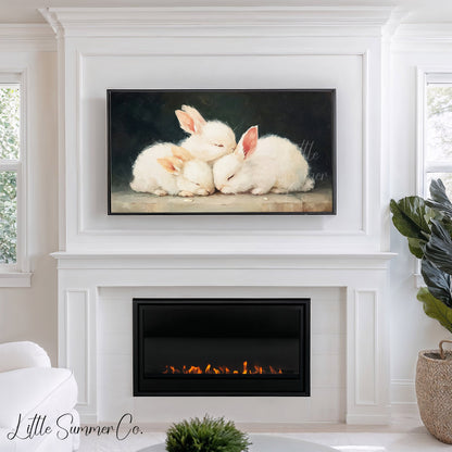 Sleeping Bunnies Frame TV Art displayed on a TV