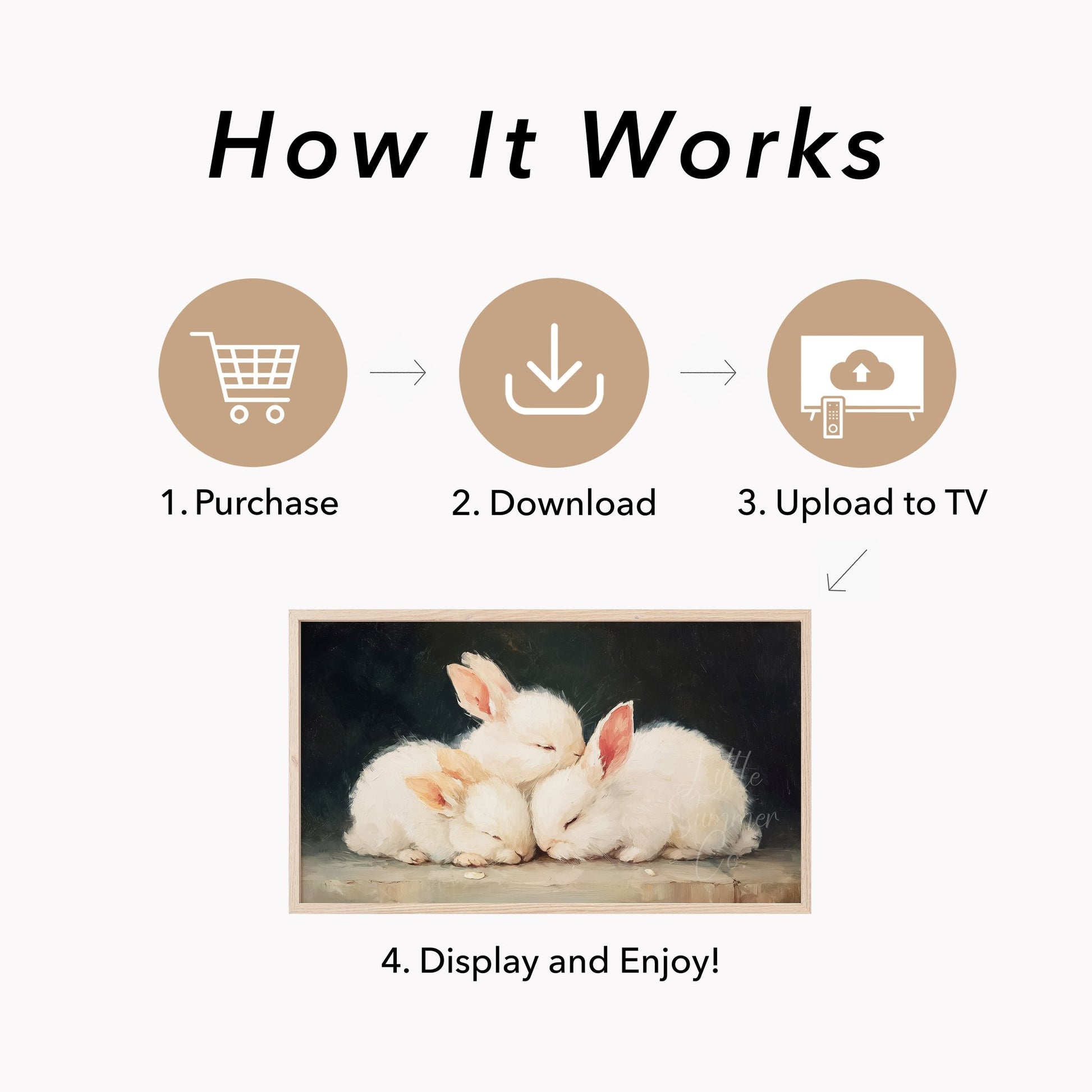 Sleeping Bunnies Frame TV Art displayed on a TV