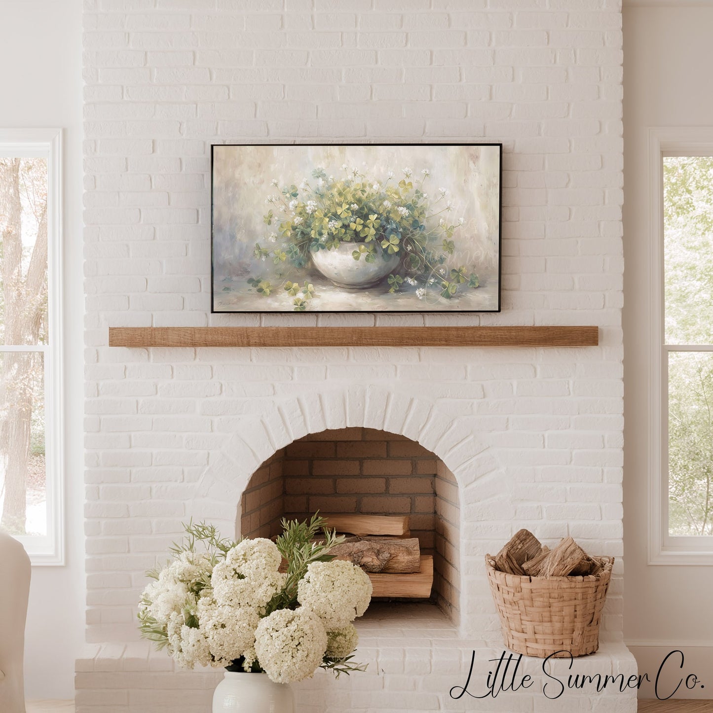 Shamrock Bowl Arrangement Frame TV Art displayed on a TV