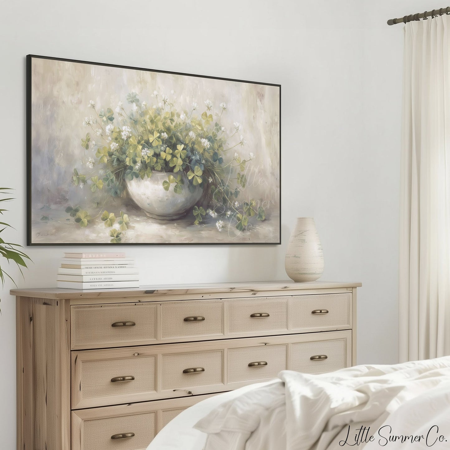 Shamrock Bowl Arrangement Frame TV Art displayed on a TV