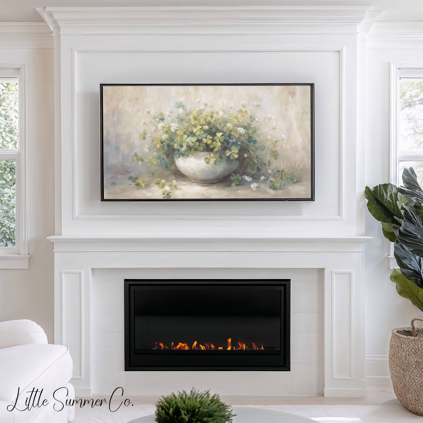 Shamrock Bowl Arrangement Frame TV Art displayed on a TV
