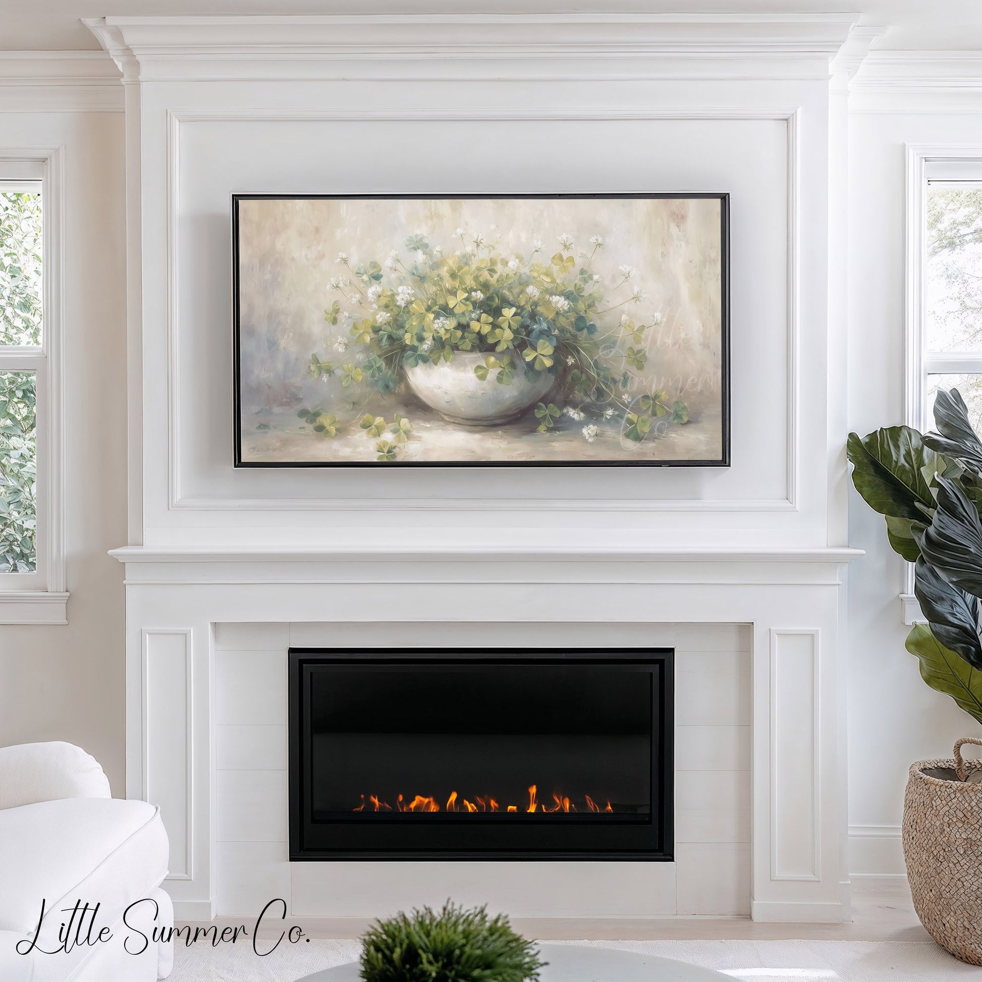 Shamrock Bowl Arrangement Frame TV Art displayed on a TV