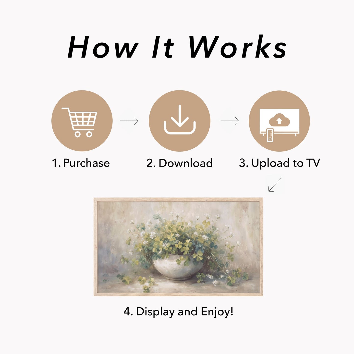 Shamrock Bowl Arrangement Frame TV Art displayed on a TV