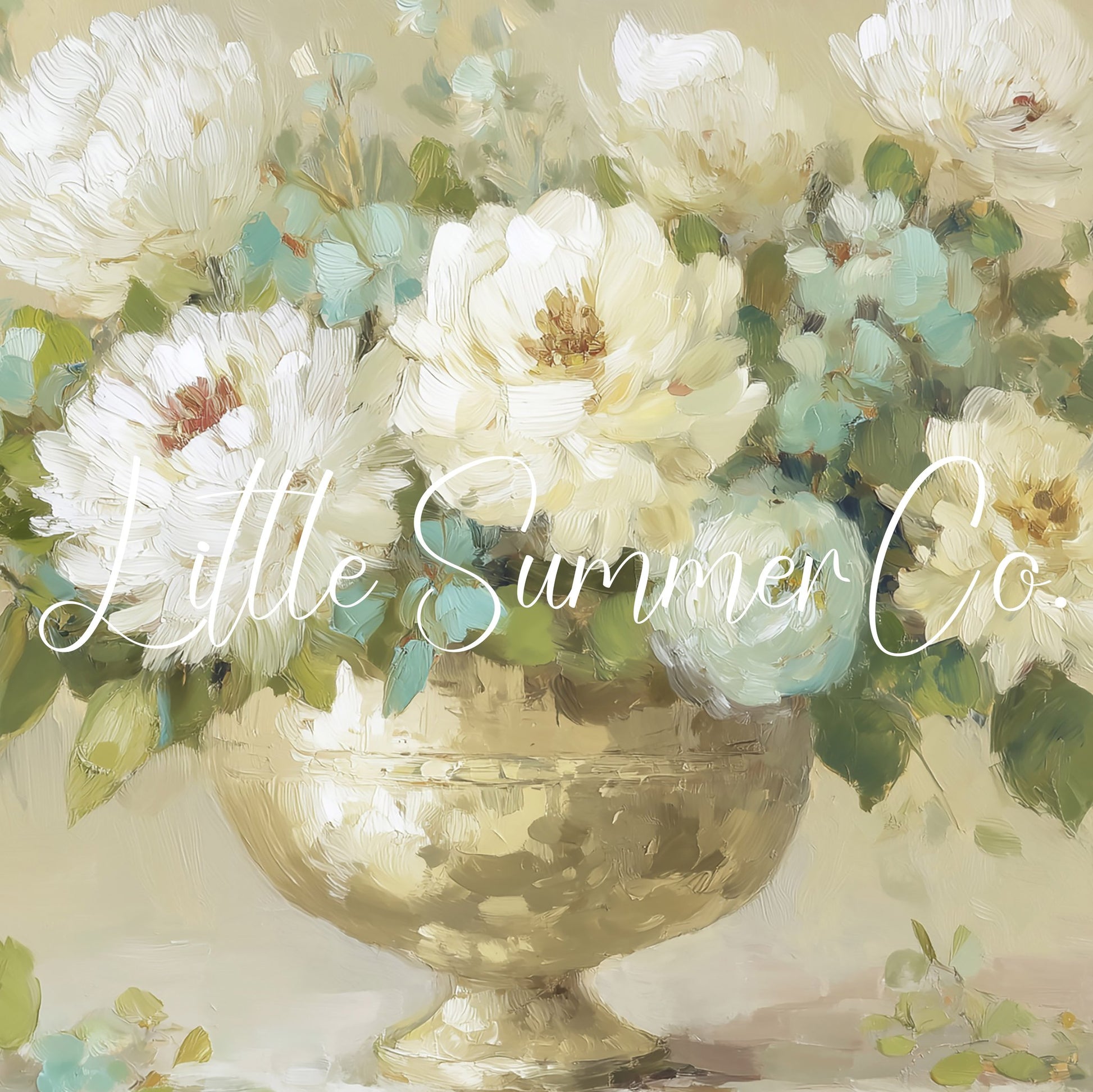 White Peony Arrangement Frame TV Art displayed on a TV