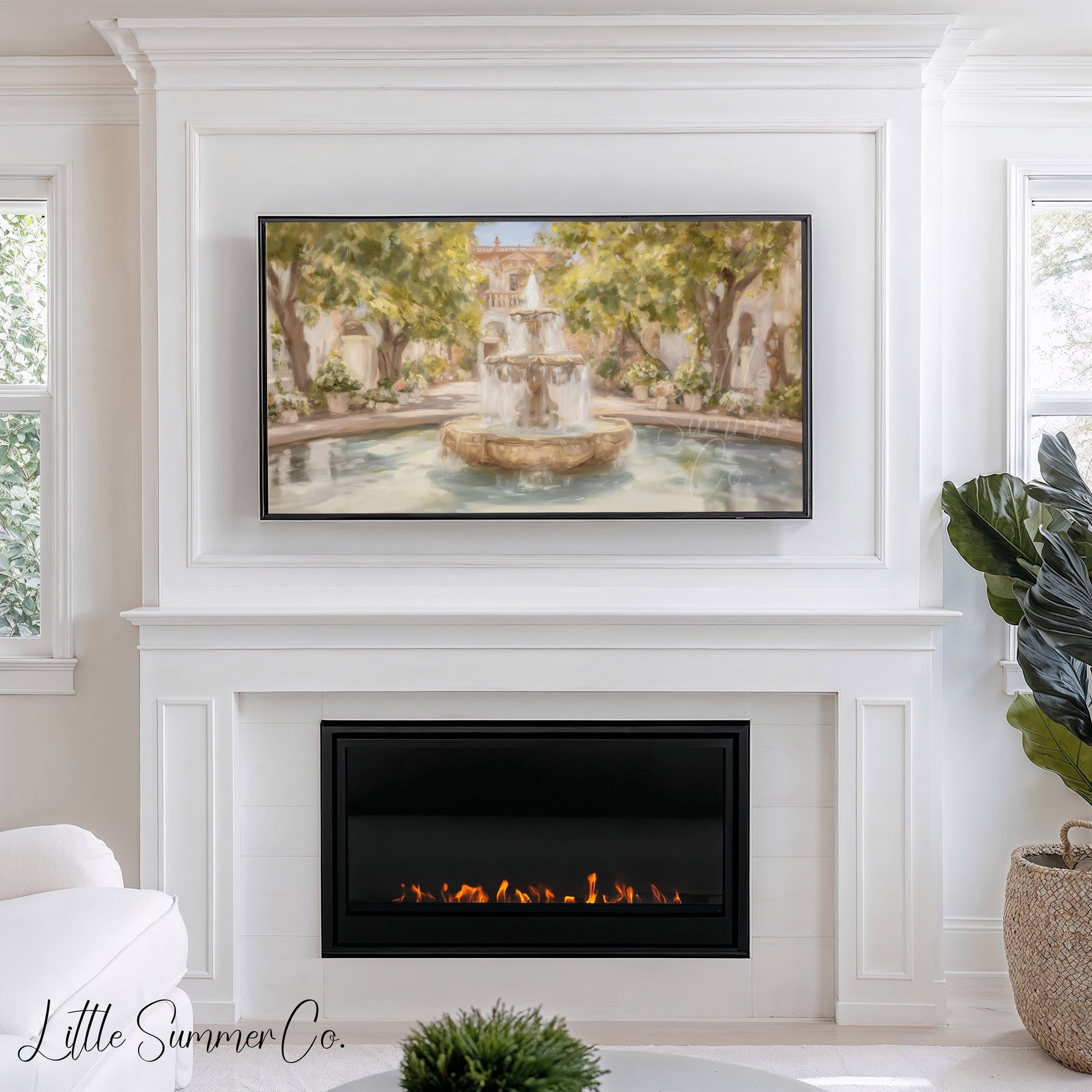 Courtyard Fountain Frame TV Art displayed on a TV