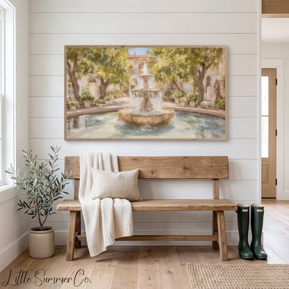 Courtyard Fountain Frame TV Art displayed on a TV