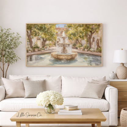 Courtyard Fountain Frame TV Art displayed on a TV