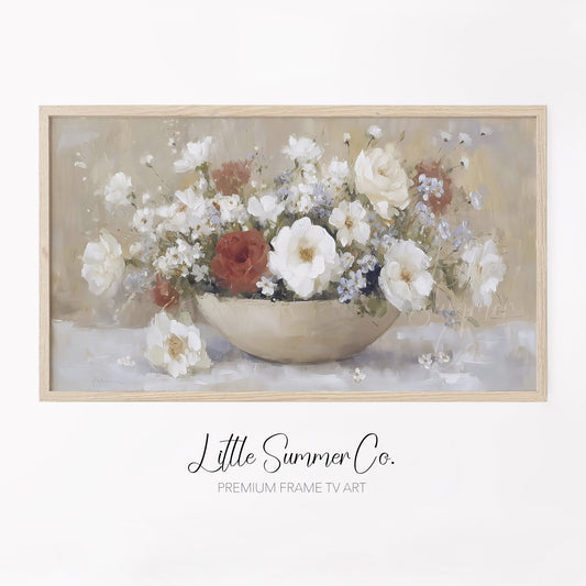 Rose Bowl Bouquet Frame TV Art displayed on a TV