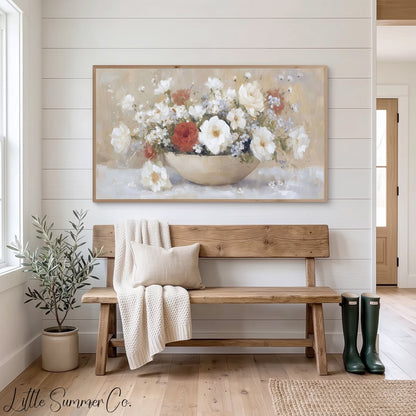 Rose Bowl Bouquet Frame TV Art displayed on a TV