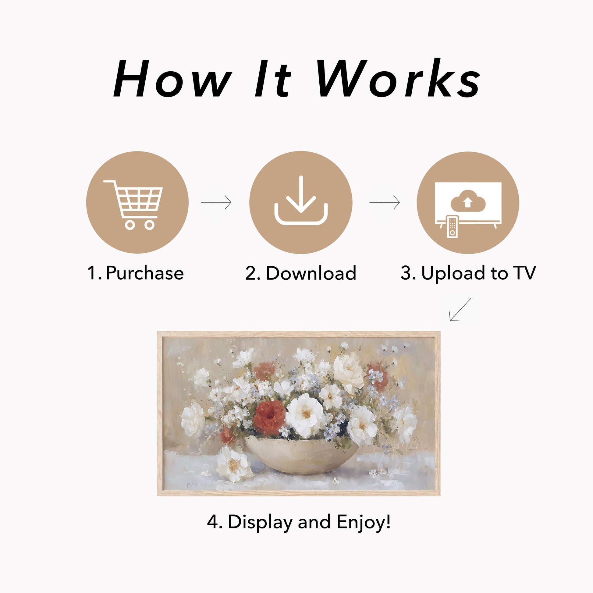 Rose Bowl Bouquet Frame TV Art displayed on a TV