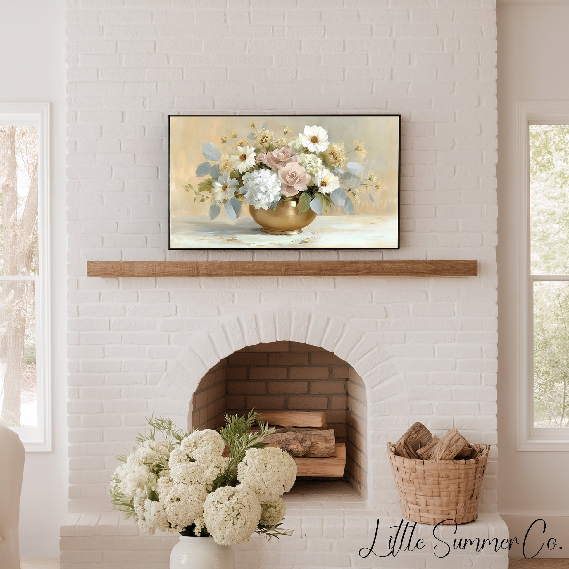 Rose Daisy Bouquet Frame TV Art displayed on a TV