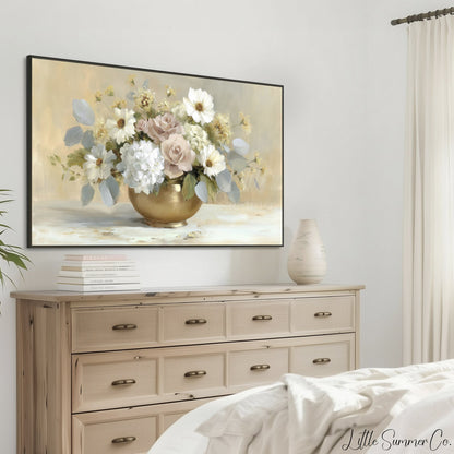Rose Daisy Bouquet Frame TV Art displayed on a TV