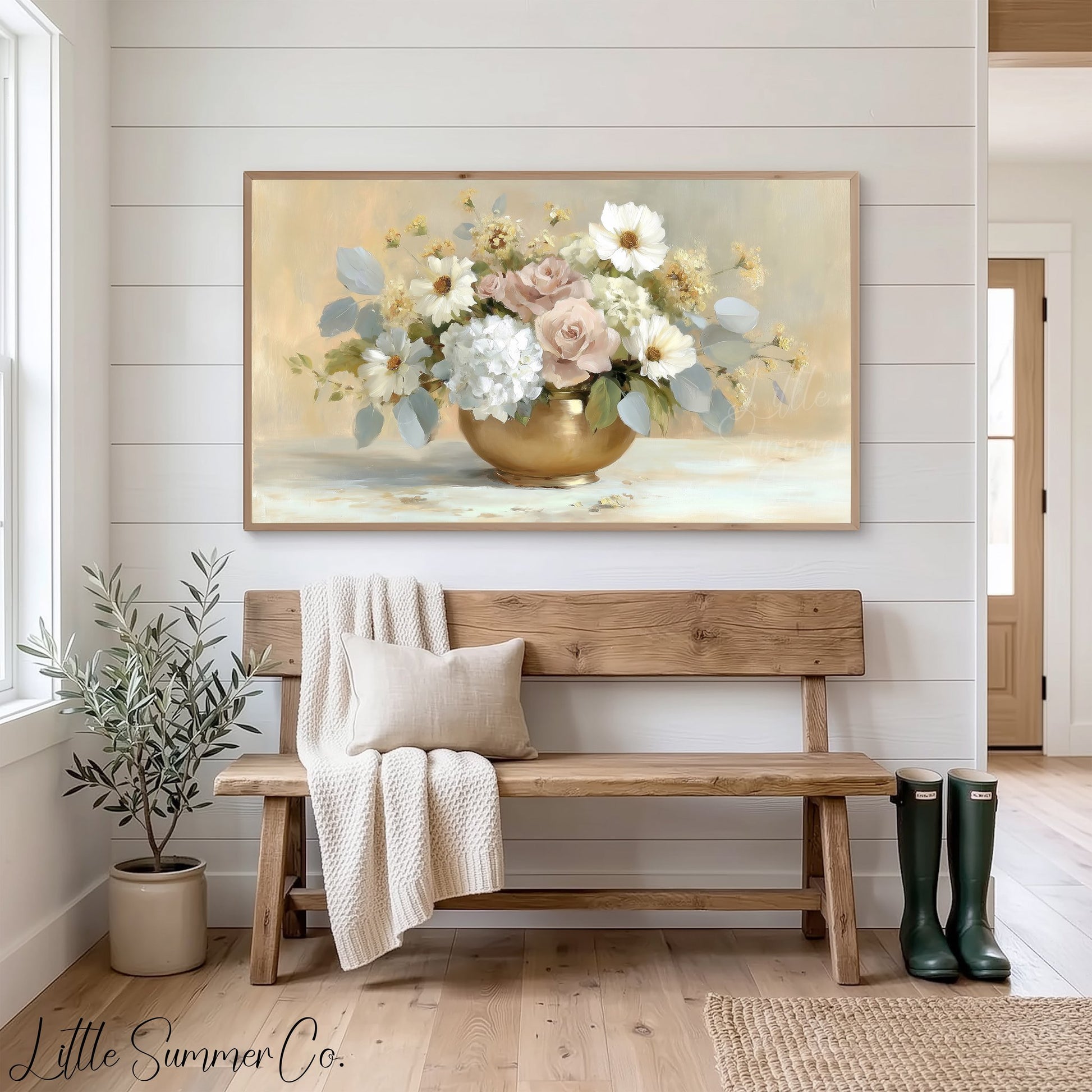 Rose Daisy Bouquet Frame TV Art displayed on a TV
