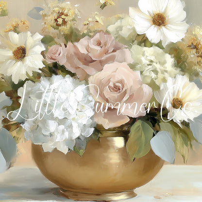 Rose Daisy Bouquet Frame TV Art displayed on a TV