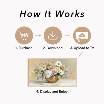 Rose Daisy Bouquet Frame TV Art displayed on a TV