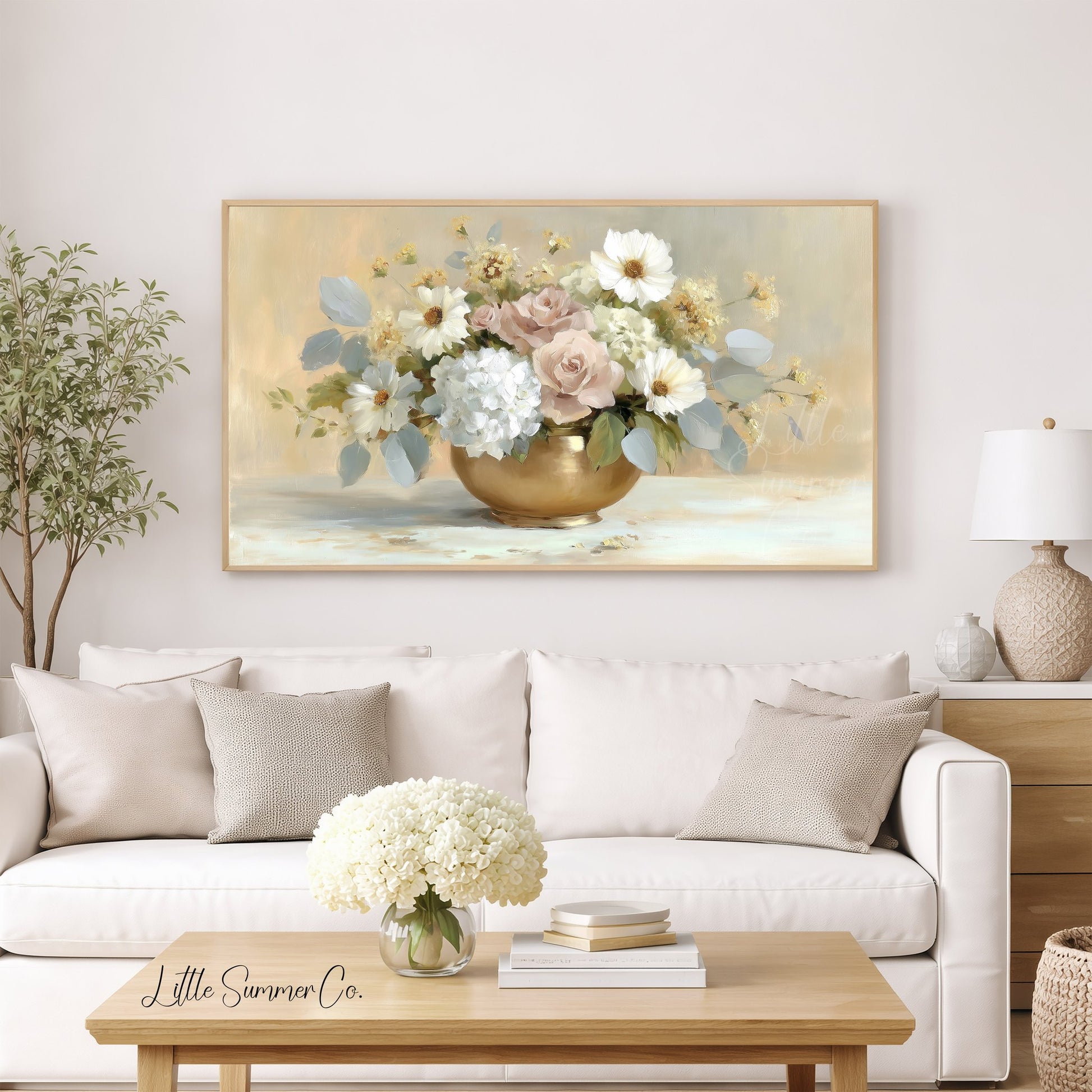 Rose Daisy Bouquet Frame TV Art displayed on a TV