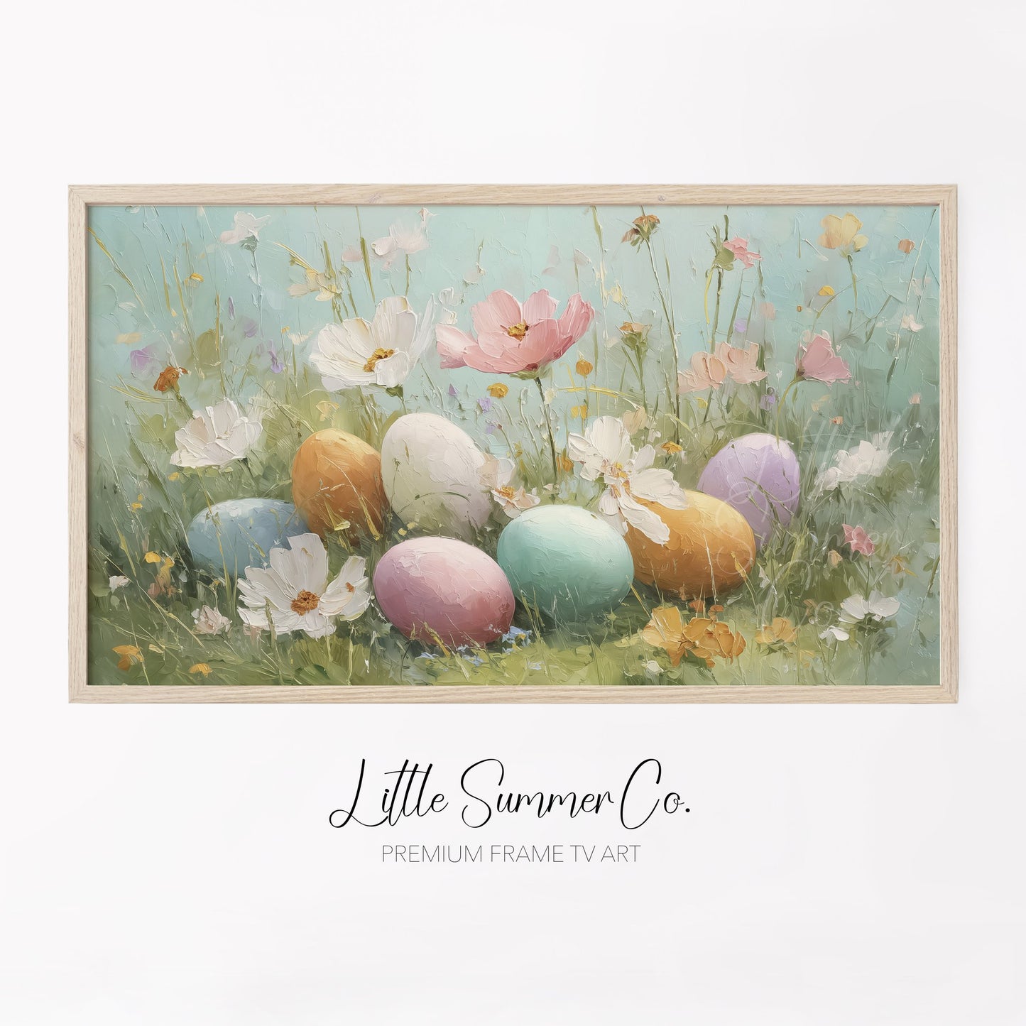 Easter Eggs Wildflower Meadow Frame TV Art displayed on a TV