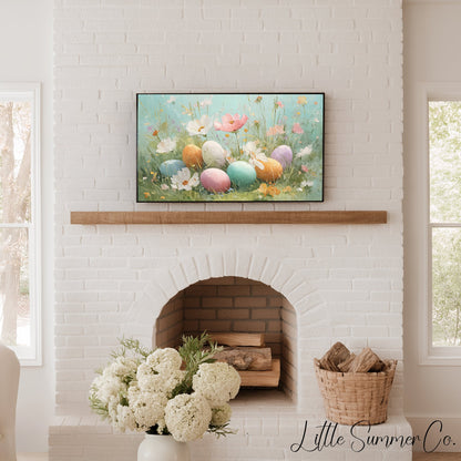 Easter Eggs Wildflower Meadow Frame TV Art displayed on a TV