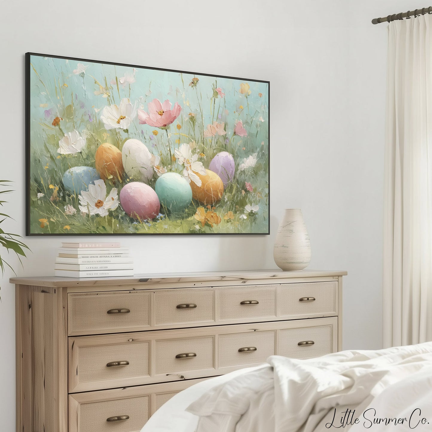 Easter Eggs Wildflower Meadow Frame TV Art displayed on a TV