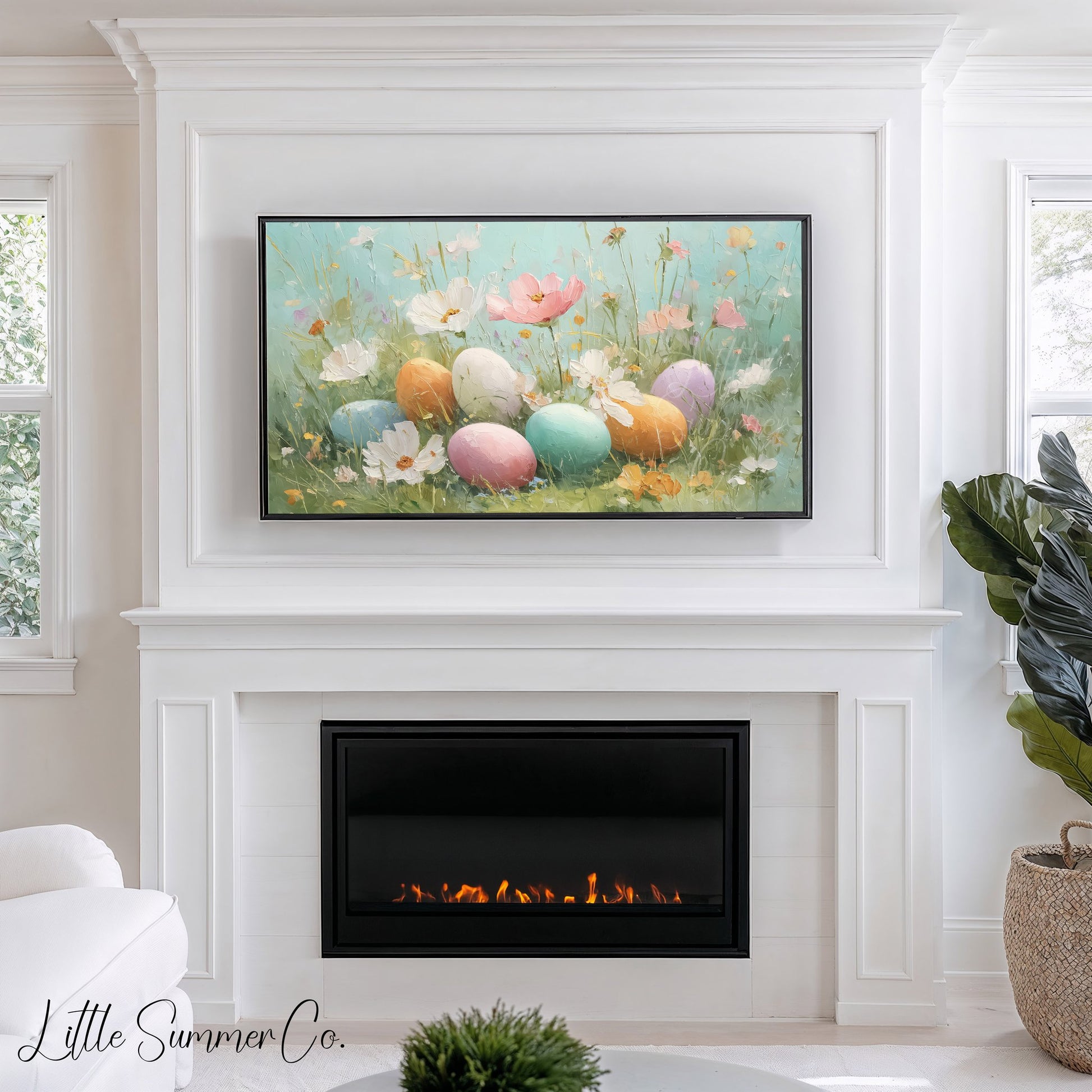 Easter Eggs Wildflower Meadow Frame TV Art displayed on a TV