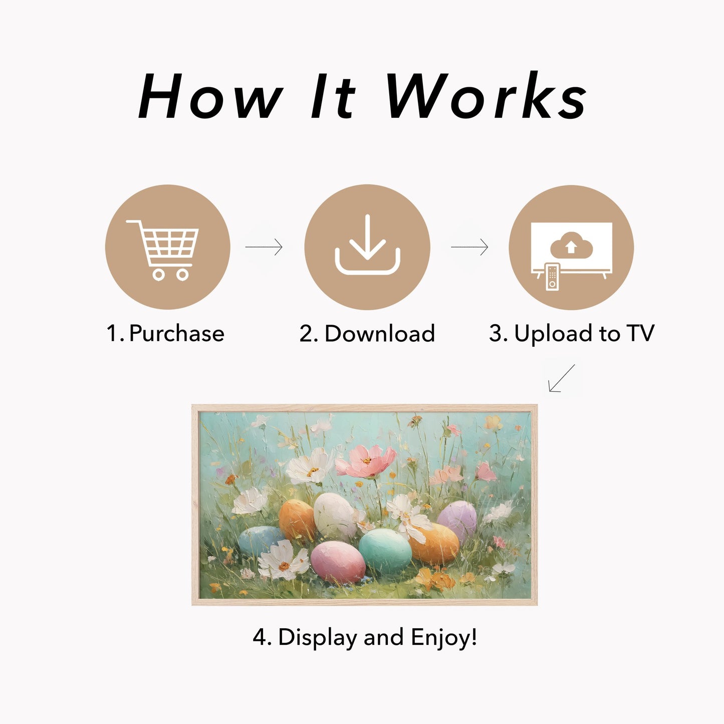Easter Eggs Wildflower Meadow Frame TV Art displayed on a TV