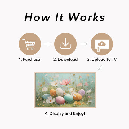 Easter Eggs Wildflower Meadow Frame TV Art displayed on a TV