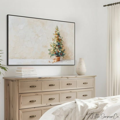 Potted Christmas Tree Frame TV Art displayed on a TV