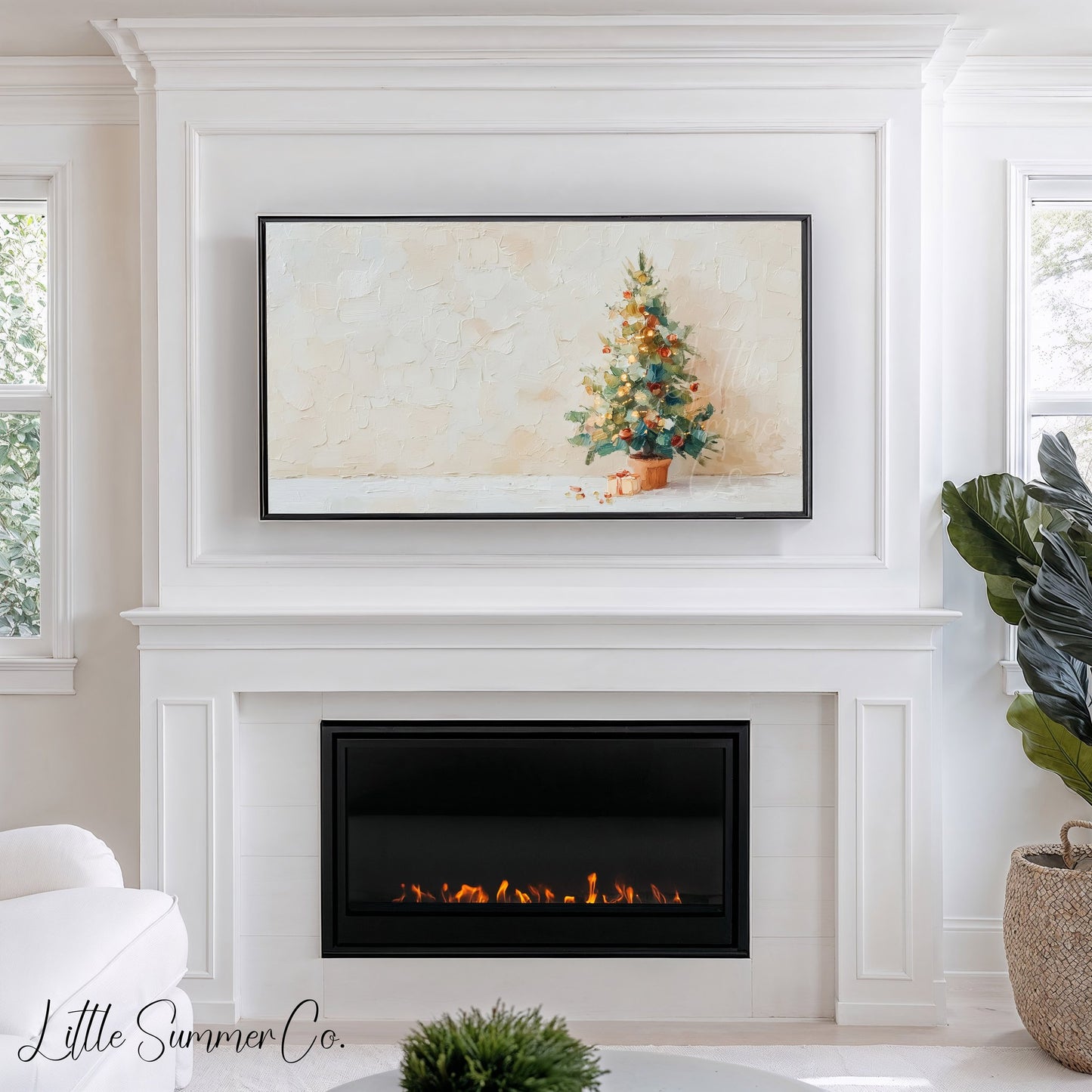 Potted Christmas Tree Frame TV Art displayed on a TV