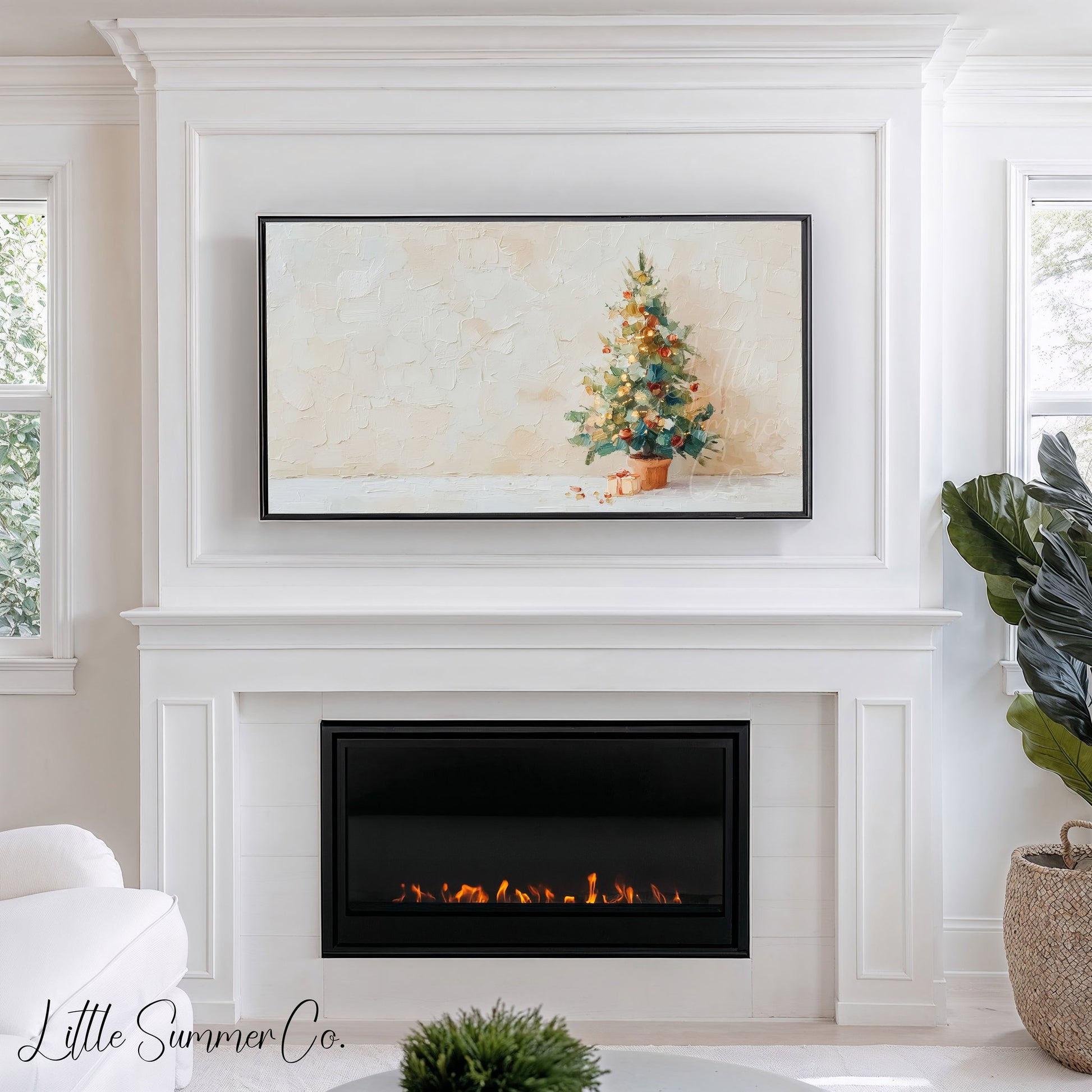 Potted Christmas Tree Frame TV Art displayed on a TV