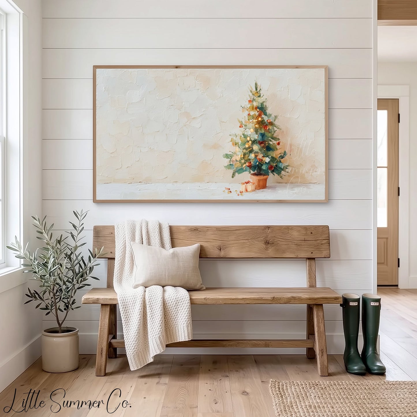 Potted Christmas Tree Frame TV Art displayed on a TV