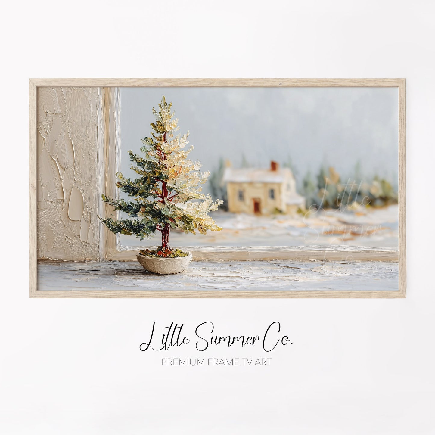 Winter Window Tree Frame TV Art displayed on a TV
