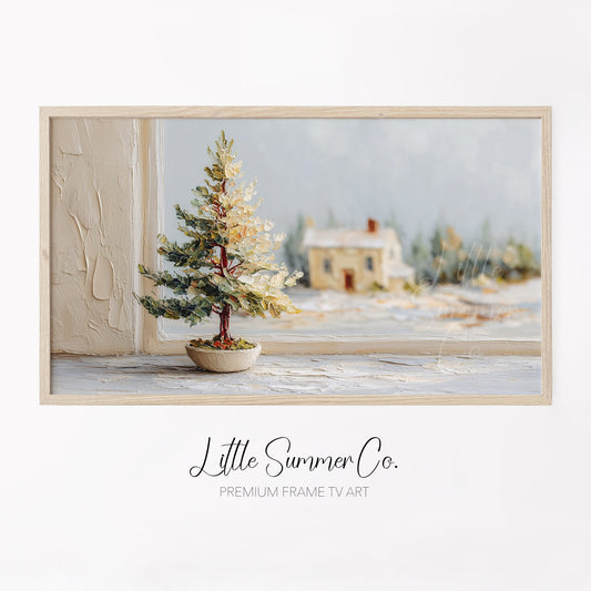 Winter Window Tree Frame TV Art displayed on a TV