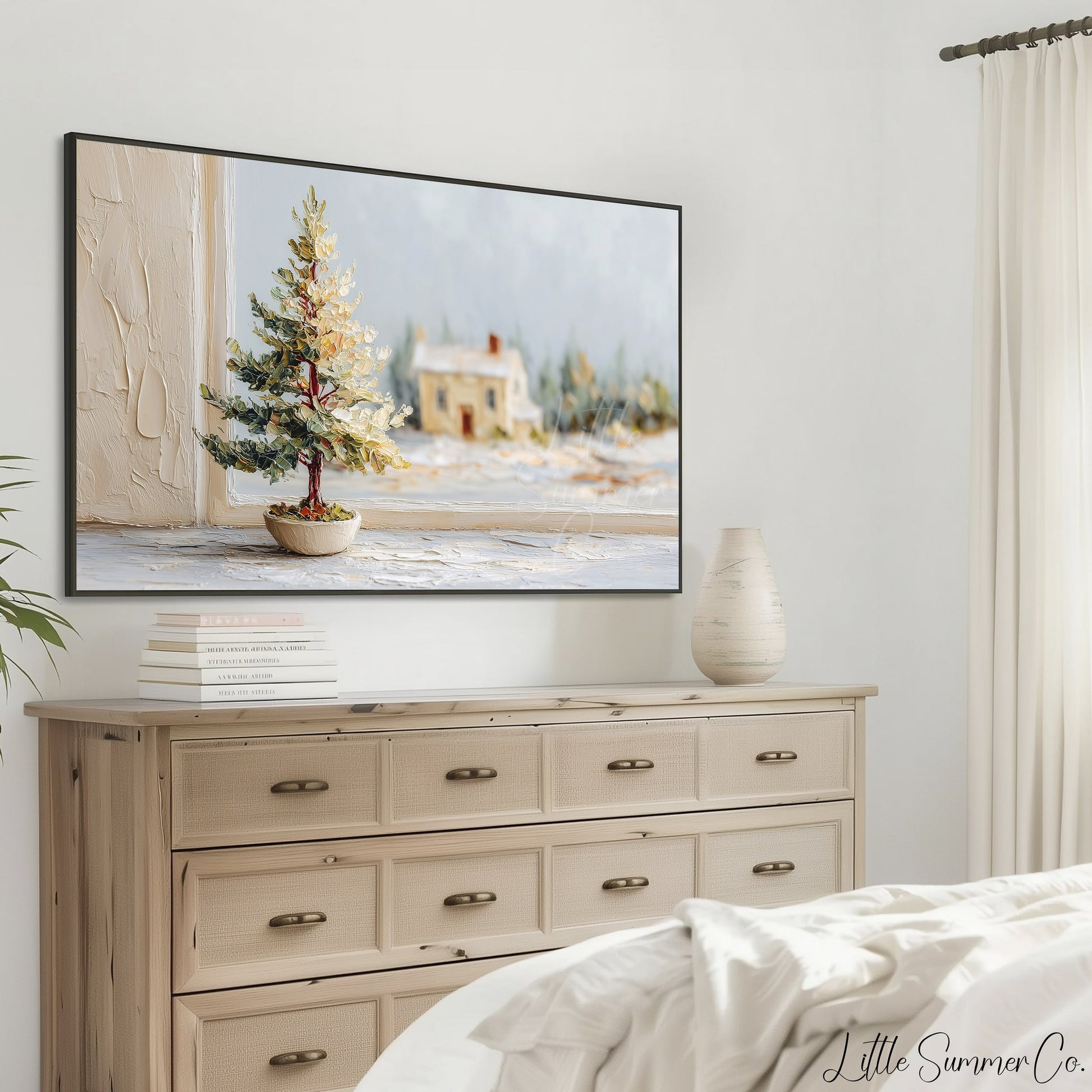 Winter Window Tree Frame TV Art displayed on a TV