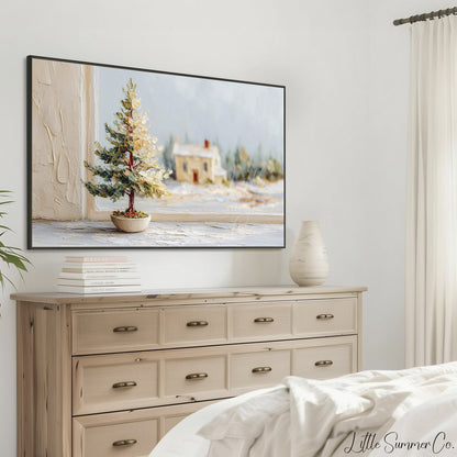 Winter Window Tree Frame TV Art displayed on a TV