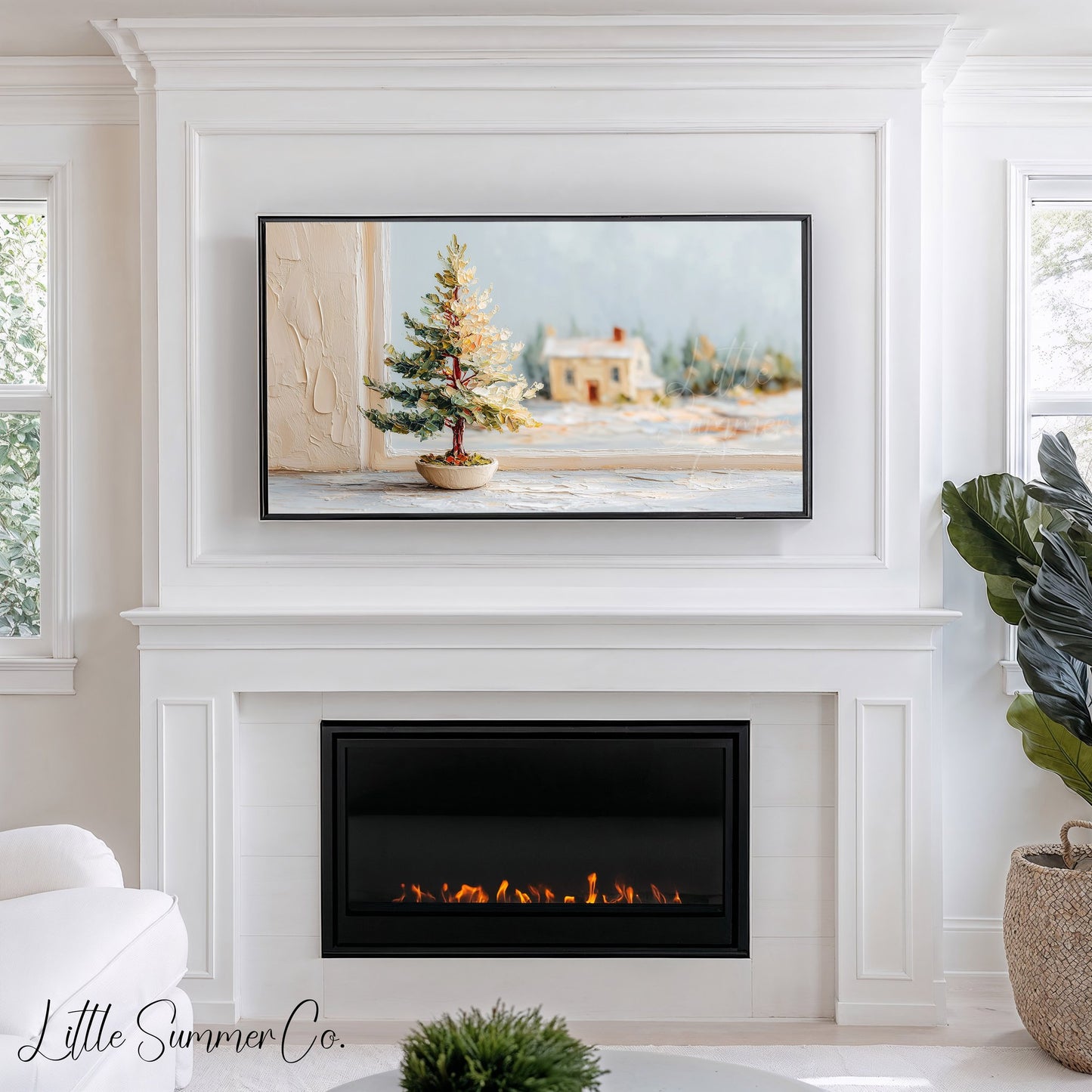 Winter Window Tree Frame TV Art displayed on a TV
