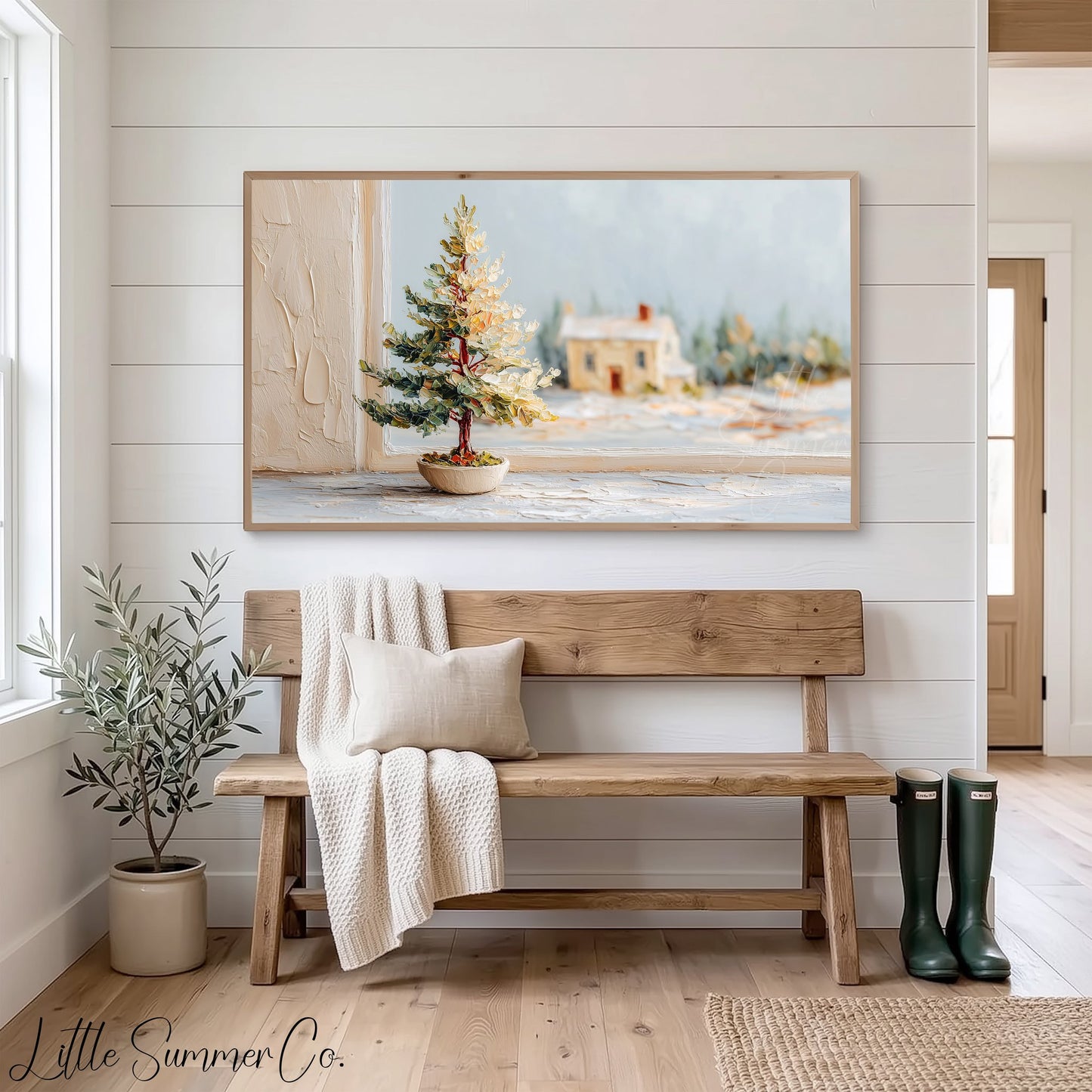 Winter Window Tree Frame TV Art displayed on a TV