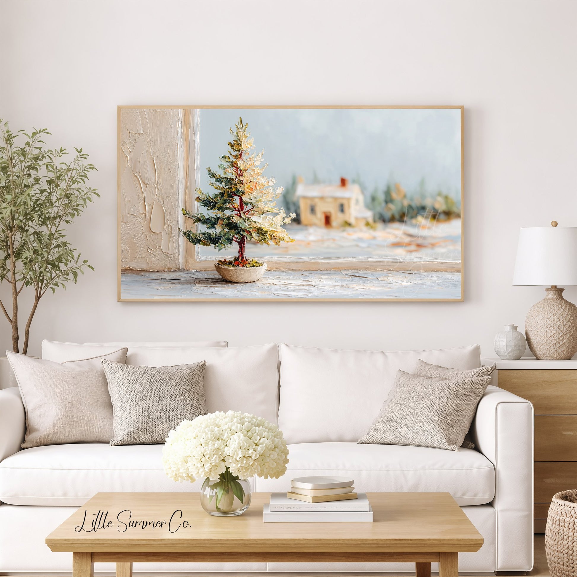 Winter Window Tree Frame TV Art displayed on a TV