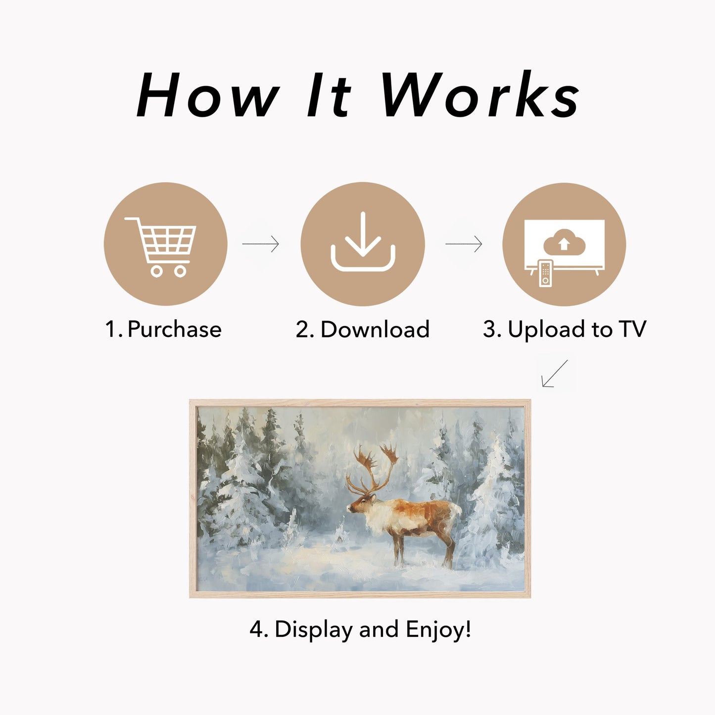 Forest Reindeer Frame TV Art displayed on a TV