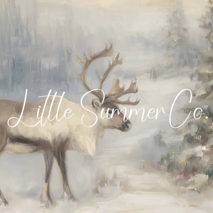 Snowy Reindeer Frame TV Art displayed on a TV