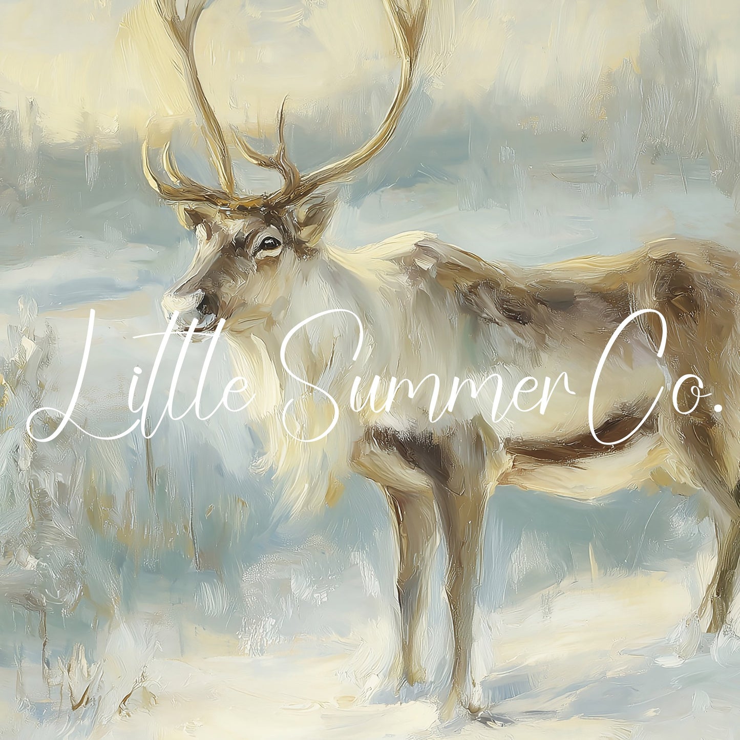 Winter Reindeer Frame TV Art displayed on a TV