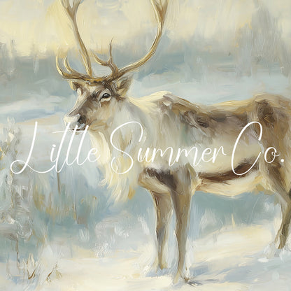 Winter Reindeer Frame TV Art displayed on a TV