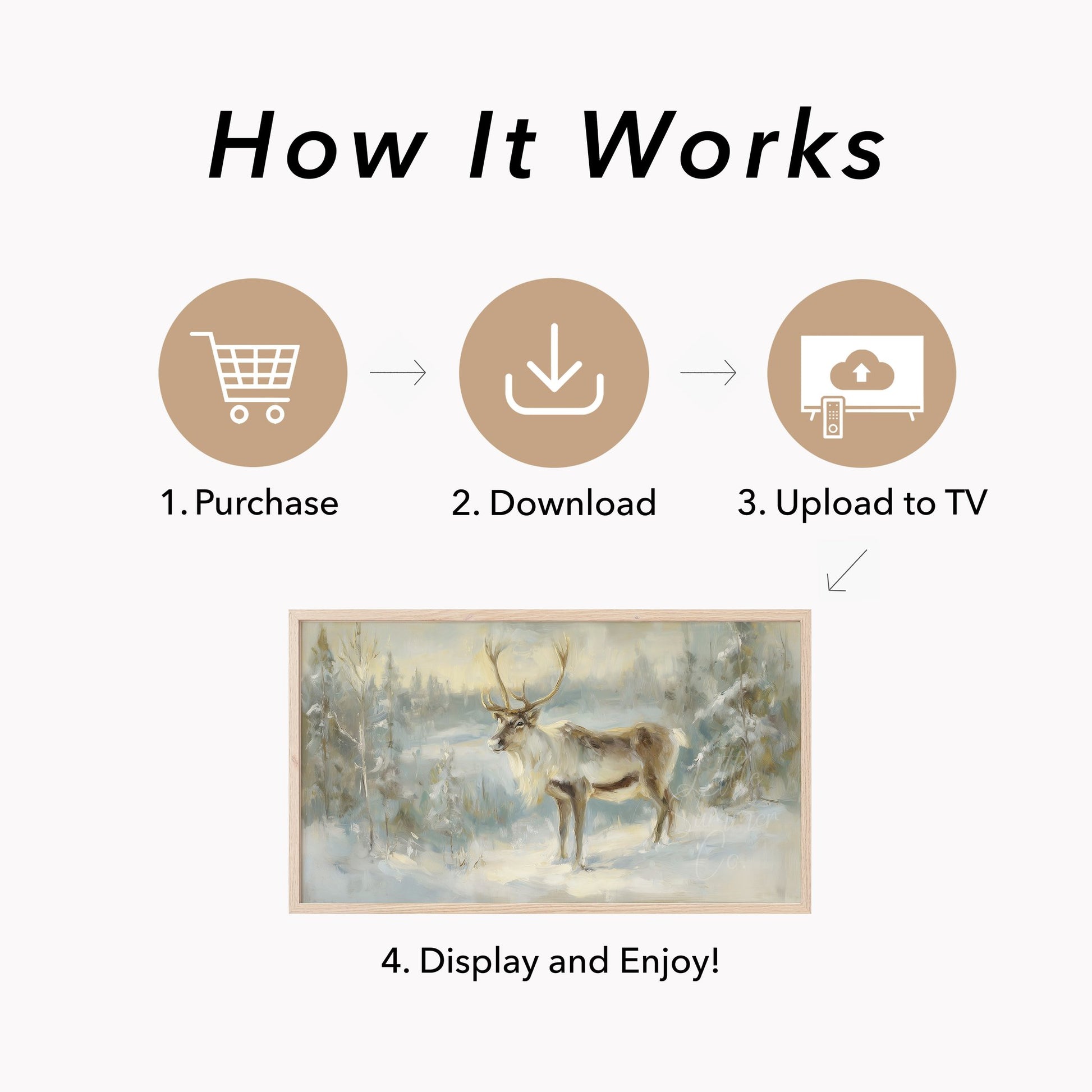 Winter Reindeer Frame TV Art displayed on a TV