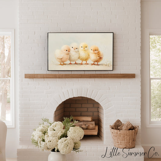 Four Chicks Frame TV Art displayed on a TV