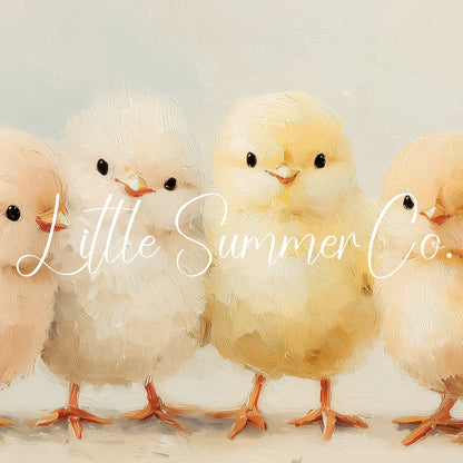Four Chicks Frame TV Art displayed on a TV