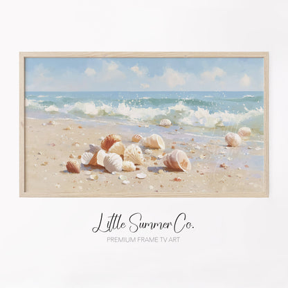 Beach Shells Frame TV Art displayed on a TV