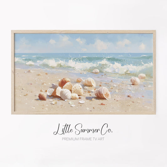 Beach Shells Frame TV Art displayed on a TV