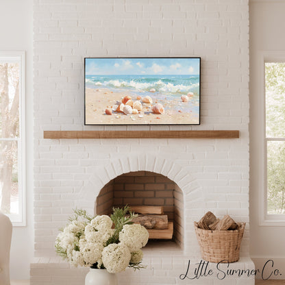 Beach Shells Frame TV Art displayed on a TV