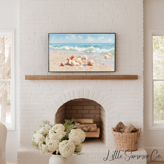 Beach Shells Frame TV Art displayed on a TV